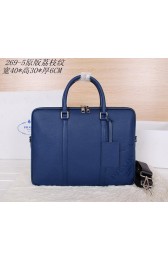 Prada Original Grainy Leather Briefcase P2695 Blue VS04797