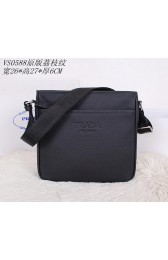 Prada Original Grainy Leather Messenger Bag VS0588 Black VS09690