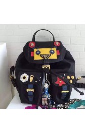 Prada Robot Fabric Backpack Black and Yellow 1BZ677 VS09074