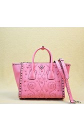 Prada Saffiano Embroidered Tote Bag BN2619E Pink VS06540
