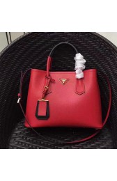 Prada Saffiano Leather Double Tote Bag Red 1BG887 VS06770