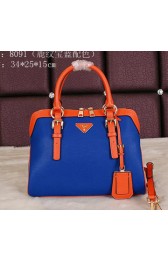 Prada Smooth Leather Top Handle Bag BL8091 Royal&Orange VS08449