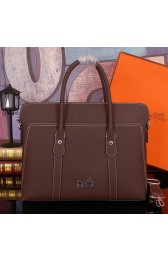 Quality Hermes Briefcase Original Calf Leather HM98321 Brown VS08118