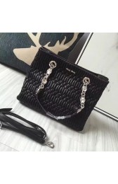Quality Miu Miu Crystal Nappa Leather Tote Bag Black 5BA038 VS01241