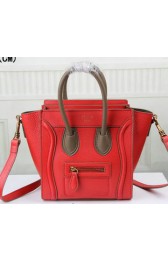 Replica Celine Luggage Nano Bag Grainy Leather C3308S Red&Khaki VS05560