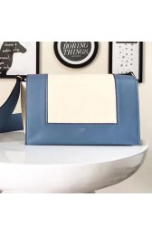 Replica Celine Medium Smooth Calfskin Frame Shoulder Bag Offwhite and Blue C130402 VS04954