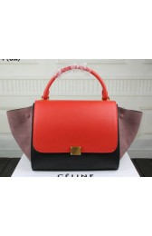 Replica Celine Trapeze Bag Suede Leather C3342 Light Red&Black&Khaki VS05121