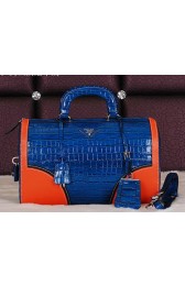 Replica Fashion Prada Croco Leather Boston Bag BN8096 Orange VS02369