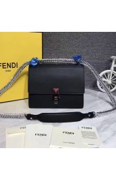 Replica Luxury Fendi Kan I Small Leather Mini Bag Black 8M03815 VS07134