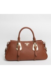 Replica Prada Original Clemence Leather Top Handle Bag BN1903 in Coffee XZ VS06795