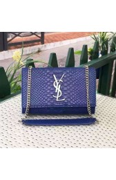 Replica Saint Laurent Monogramme Shoulder Bag in Blue Crocodile Embossed Leather Y1883 VS06432
