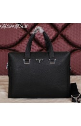 Replica Top Prada Grainy Leather Business Briefcase GG8802 Black VS06095