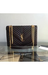 Saint Laurent Monogram Large Kate Chain Shoulder Bag Black Gold Y231220 VS06467