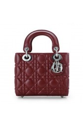 Sale 1:1 Lady Dior Bag Nano Bag Burgundy Original Leather D44552 Silver VS07192