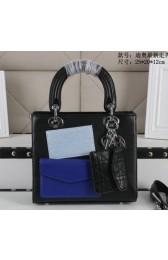 Sale 1:1 Replica Lady Dior Bag Sheepskin Leather CD6619 Black&White&Blue VS06587