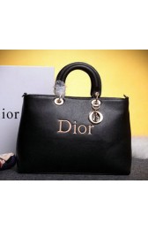 Top Dior Shish Tote Bag Grainy Calfskin Leather D0133 Black VS00546