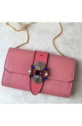 Top Miu Miu Crystal Goat Leather Clutch Bag Pink 5BF041 VS08742