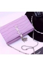 YSL Monogramme Tassel Shoulder Bag in Purple Crocodile Embossed Leather Y40493988 VS07125