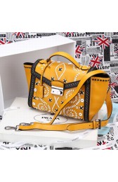 2014 Latest Prada Embroidered Saffiano Flap Bag 50321 in Yellow LSS VS03669