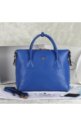 2014 Newest Prada Grainy Calf Leather Two-Handle Bag BN0890 in Blue LSS VS01068