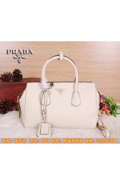 AAA Prada Original Grainy Leather Boston Bags BN6804 White VS09241