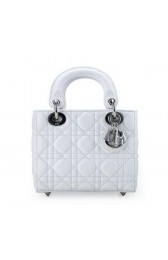AAA Replica Lady Dior Bag Nano Bag White Original Leather D44552 Silver VS09466