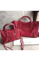 Balenciaga Classic Metallic Edge City Goat Leather Bag Red 101420 VS04905