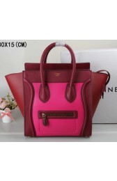 Best Celine Luggage Mini Tote Bag Original Leather Ci3308 Rose&Burgundy VS09266