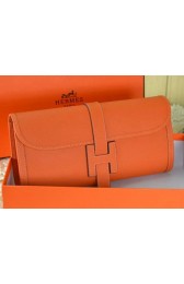 Best Hermes Jige Clutch Bag Calfskin Leather Orange VS05230