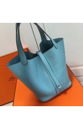 Best Quality Fake Hermes Picotin Lock 22 Tote Bag Togo Leather Skyblue H210401 VS01122