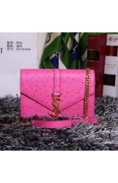Best Quality Replica Yves Saint Laurent Classic Ostrich Leather Flap Bag Y9962 Rose VS08694