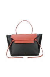 Celine Belt Bag Smooth Calfskin Leather C3345 Black&Vermilion VS03608
