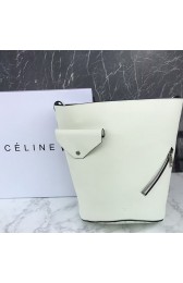 Celine Bucket Biker Shoulder Bag in Natural Calfskin Off-white 177953 VS07710