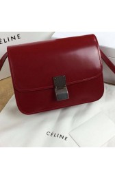Celine Classic Box Small Flap Bag Smooth Leather C11042 Dark Red VS04277