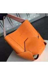 Celine Large Holdall Shoulder Bag In Orange Natural Calfskin 178003 VS07503