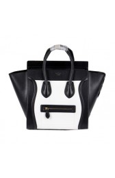 Celine Luggage Mini Boston Tote Bags Calfskin Leather CL3308 Black&White VS04955