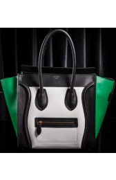 Celine Luggage Mini Tote Bag Original Leather CLS3308 White&Black&Green VS05474