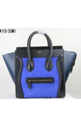 Celine Luggage Mini Tote Bag Suede Leather Ci3308 Blue&Royal&Black VS04369