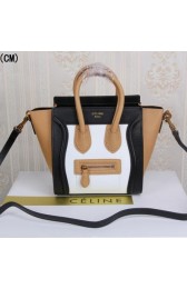 Celine Luggage Nano Tote Bag Original Leather CLY33081S White&Black&Apricot VS05969