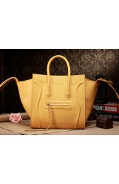 Celine Luggage Phantom Square Tote Bag 3341 in Yellow Original Import Palm Skin Leather VS06811