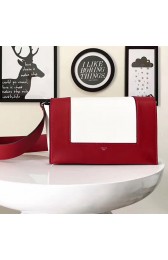 Celine Medium Smooth Calfskin Frame Shoulder Bag White and Red C130402 VS08982