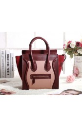 Celine Micro Luggage 3307 in Shrimp Pink with Red Original Leather YD VS04848
