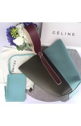 Celine Small Twisted Cabas in Emerald and Navy Blue Smooth Calfskin C072068 VS03305