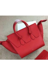 Celine Tie Top Handle Bag Grain Leather 98314 Red VS04786