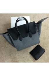 Celine Tie Top Handle Bags Flannelette Leather 98314 Grey VS06107
