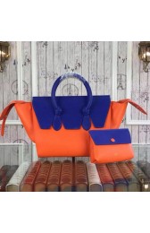 Celine Tie Top Handle Bags Original Leather CT98314 Orange&Blue VS09578