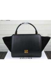Celine Trapeze Bag Suede Leather C3342 Black VS05806
