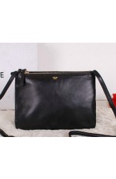 Celine Trio Calfskin Leather Shoulder Bag C27002 Black VS07383
