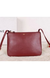 Celine Trio Calfskin Leather Shoulder Bag C27002 Burgundy VS06194