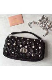 Cheap Miu Miu Pearl Nappa Leather Top Handle Bag Black 5BD417 VS08640